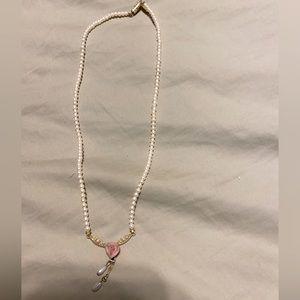 1928 Vintage Inspired Rose and Pearl Necklace